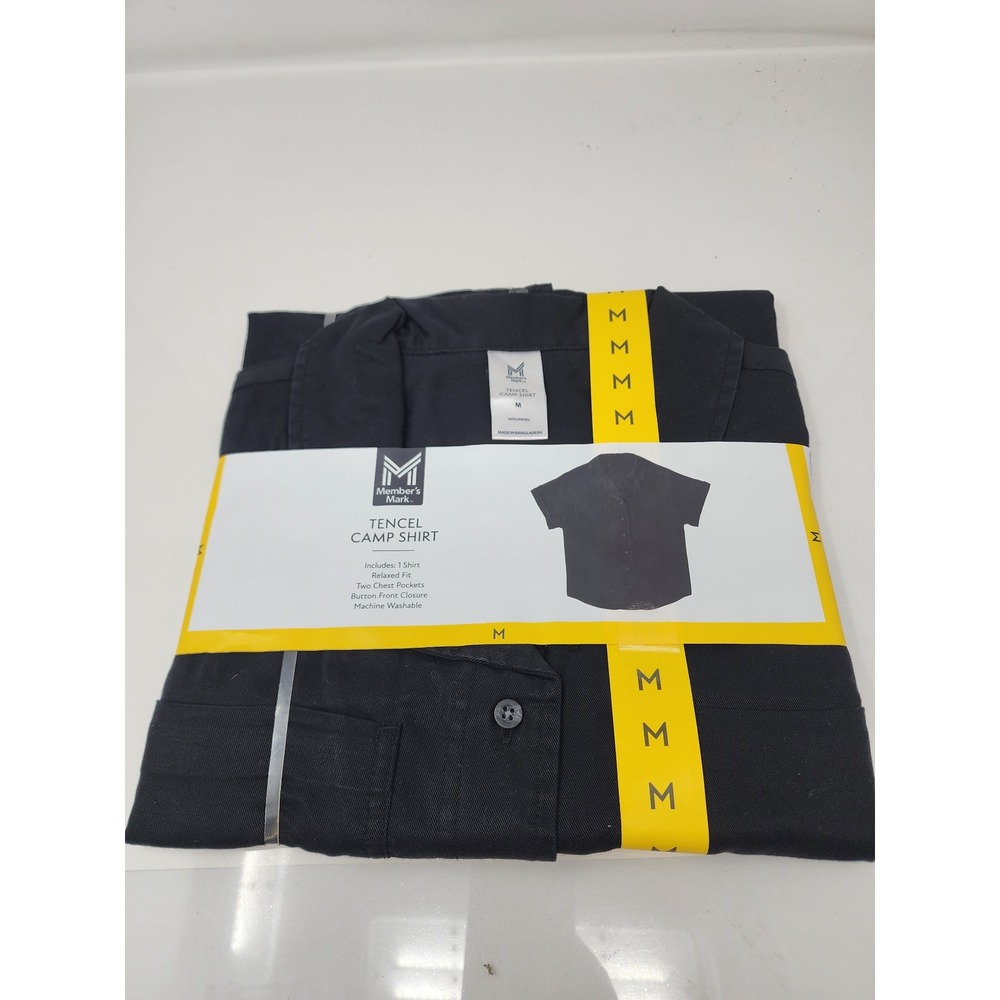 Member's Mark Womens Tencel Camp Shirt Black Lyocell Relaxed Size Medium